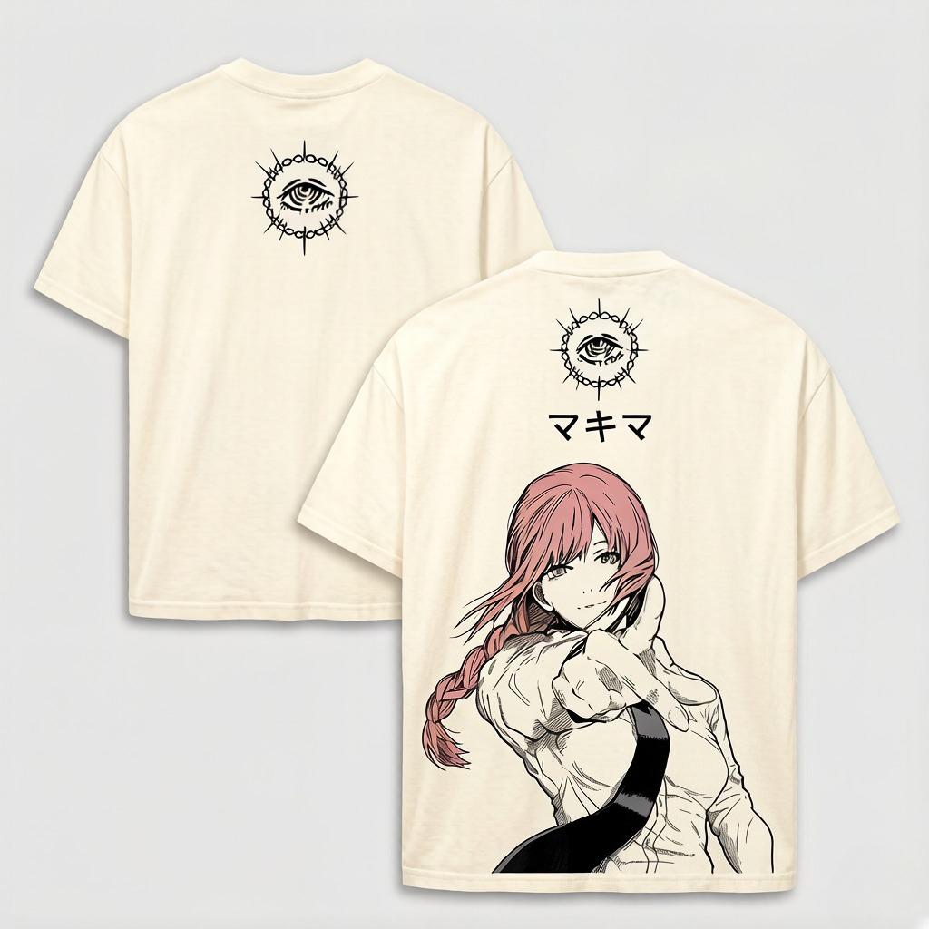 

Makima Chainsaw Unisex Graphic Tshirt Unisexga Harajuku Washed Oversized T Shirt Unisex Women Clothing Cotton Short Sleeve Casual Tees M