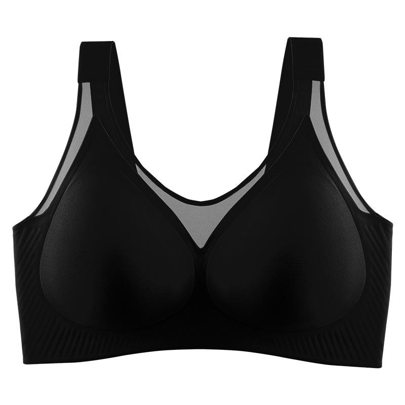 Summer new vest jelly soft support pull gather solid cup underwear mesh high elastic lace large size bra