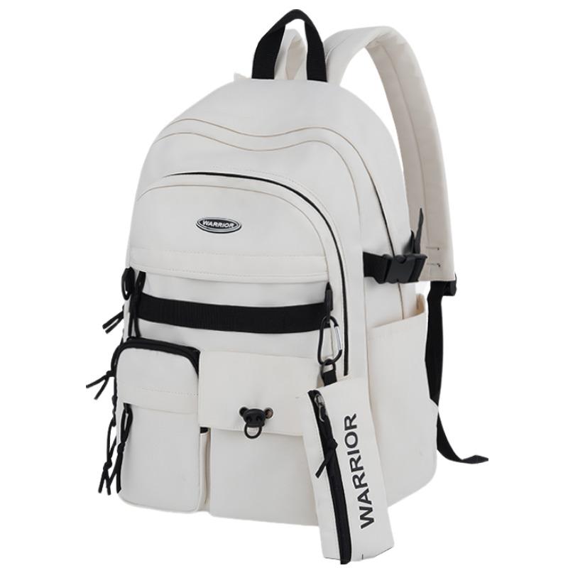 New Warrior Nylon Backpack Large Size Unisex White H22B08U50327