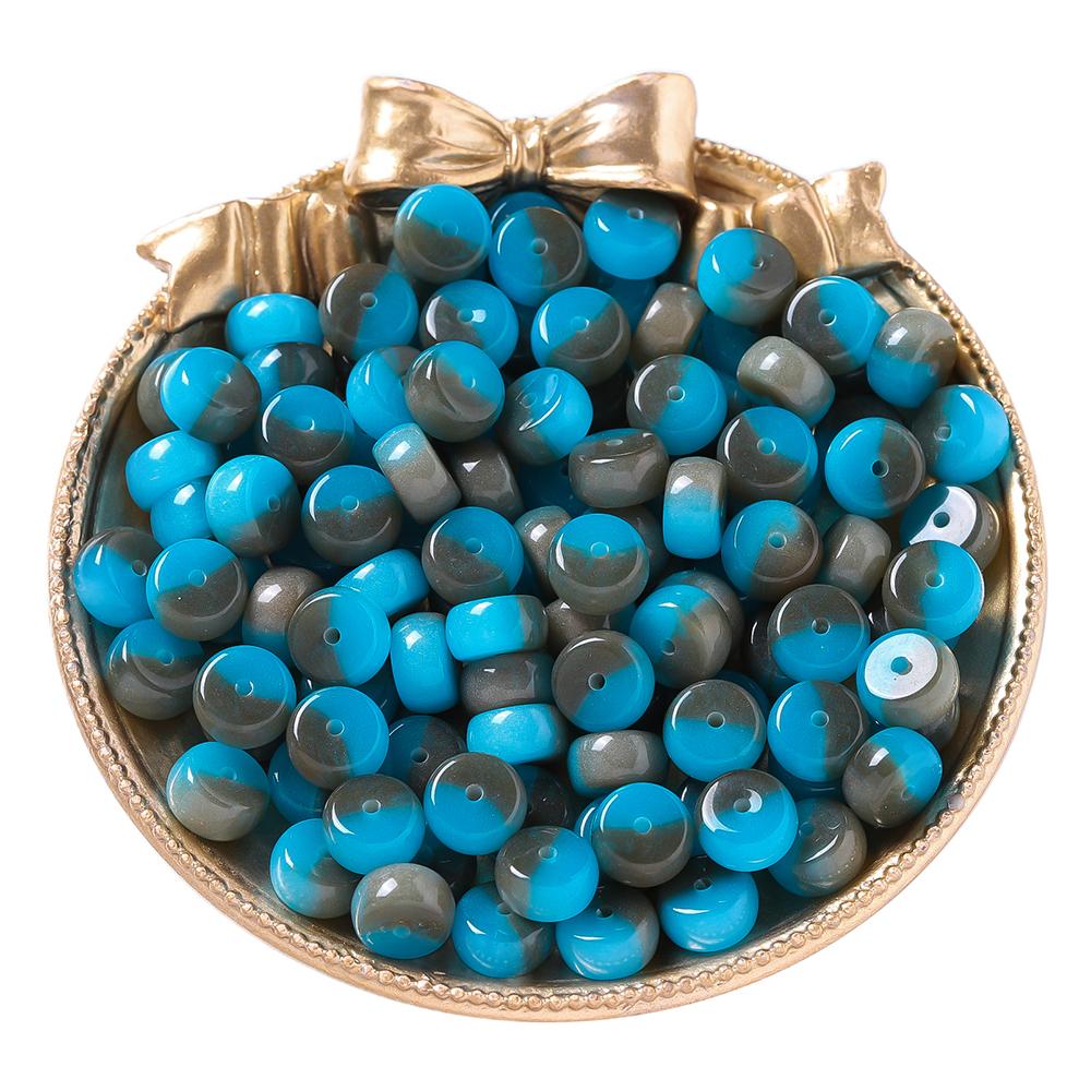 10pcs/Pack Mixed Color Resin Flat Round Beads Spacer Loose Charms Beads for DIY Bracelet Necklace Jewelry Making Accessories