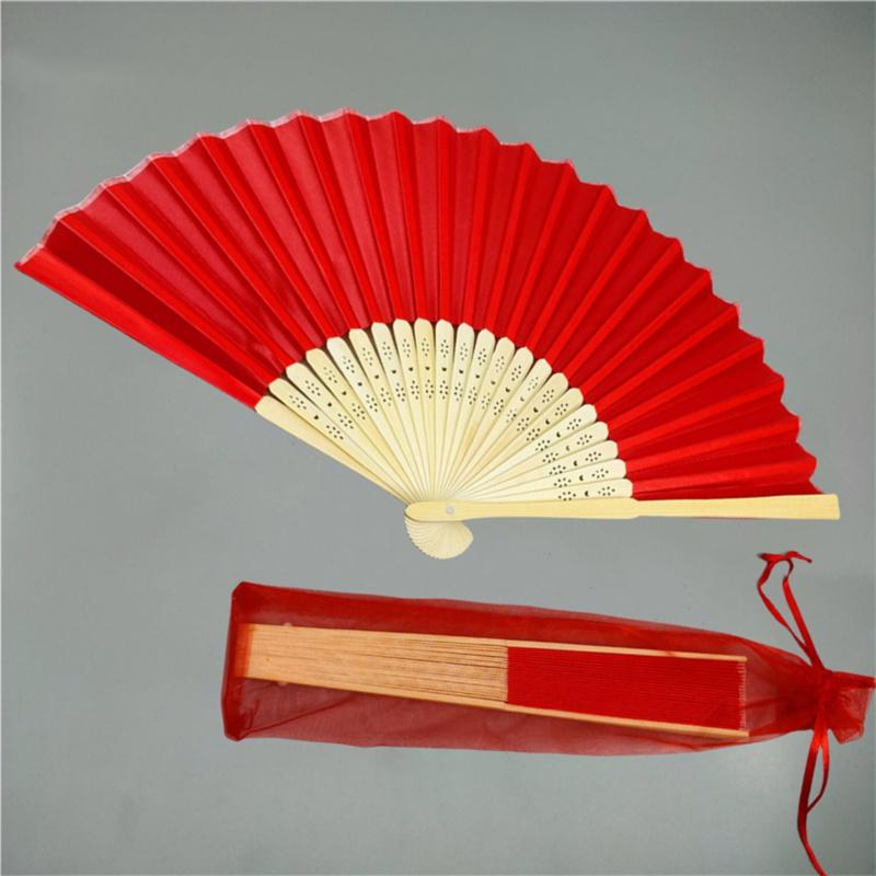 

Персонализированные Индивидуальные Складные Шелковые Веера Разных Цветов С Органдным Мешочком Веер для Свадебной Вечеринки Подарки для Подружек Невесты Гостям 10pcs красный