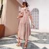 Women's High Waist Solid Color Irregular Loose Semi-turtleneck Pleated Dress