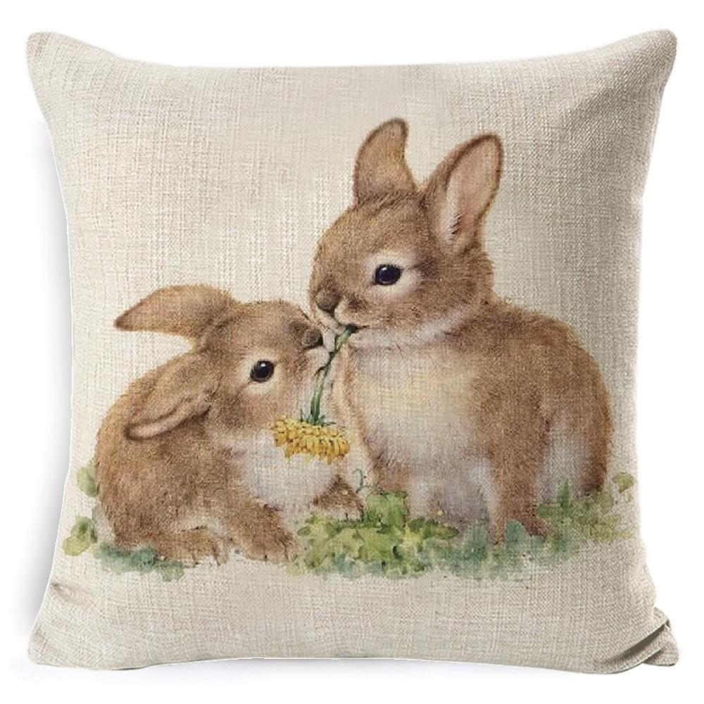 New Digital Printing Easter Theme Pillow Cover Cushion Cover Cute Bunny Truck Animal Pillow Cover