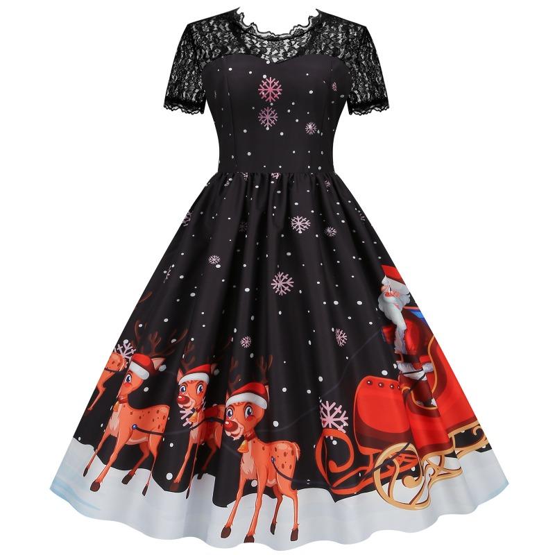 QICED Fashion Summer Spring Short Sleeve O-Neck Casual Dresses