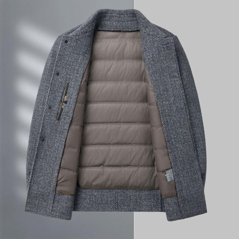 Winter Men's Double-sided Tweed Coat Removable Inner Liner Double-sided Tweed Business Casual Lapel Men's Jacket