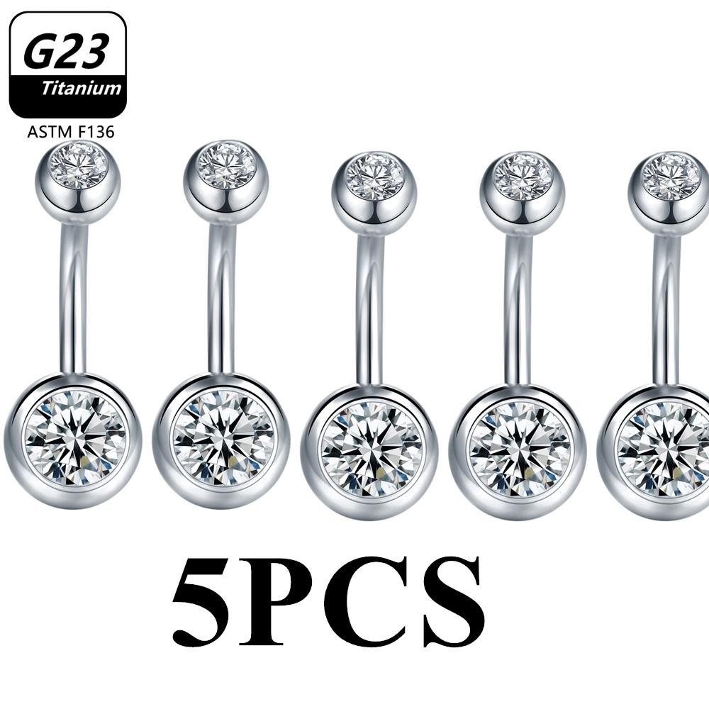 1/5pcs ASTM F136 G23 Titanium 14G Belly Button Ring Navel Nombril Piercing CZ Sexy Women Body Jewelry Ombligo