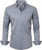 Four-sided Stretch Dress Shirt Men's Slim-fitting Long-sleeved Solid Color Simple Men's Shirt Business Casual Men's Clothing