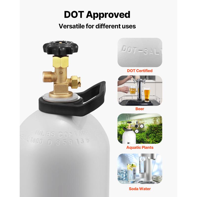 SucceBuy CO2 Tank 10 Lbs New Aluminum Alloy Cylinder CO2 Air Tank with Light Spray Coating DOT Approved Cylinder for Draft Beer