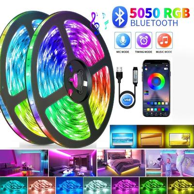 5V SMD5050 RGB Neon LED-Streifen mit Bluetooth-App-Steuerung, Musiksynchronisation für TV, Schlafzimmer, Party, Zuhause, Zimmer, Außendekor