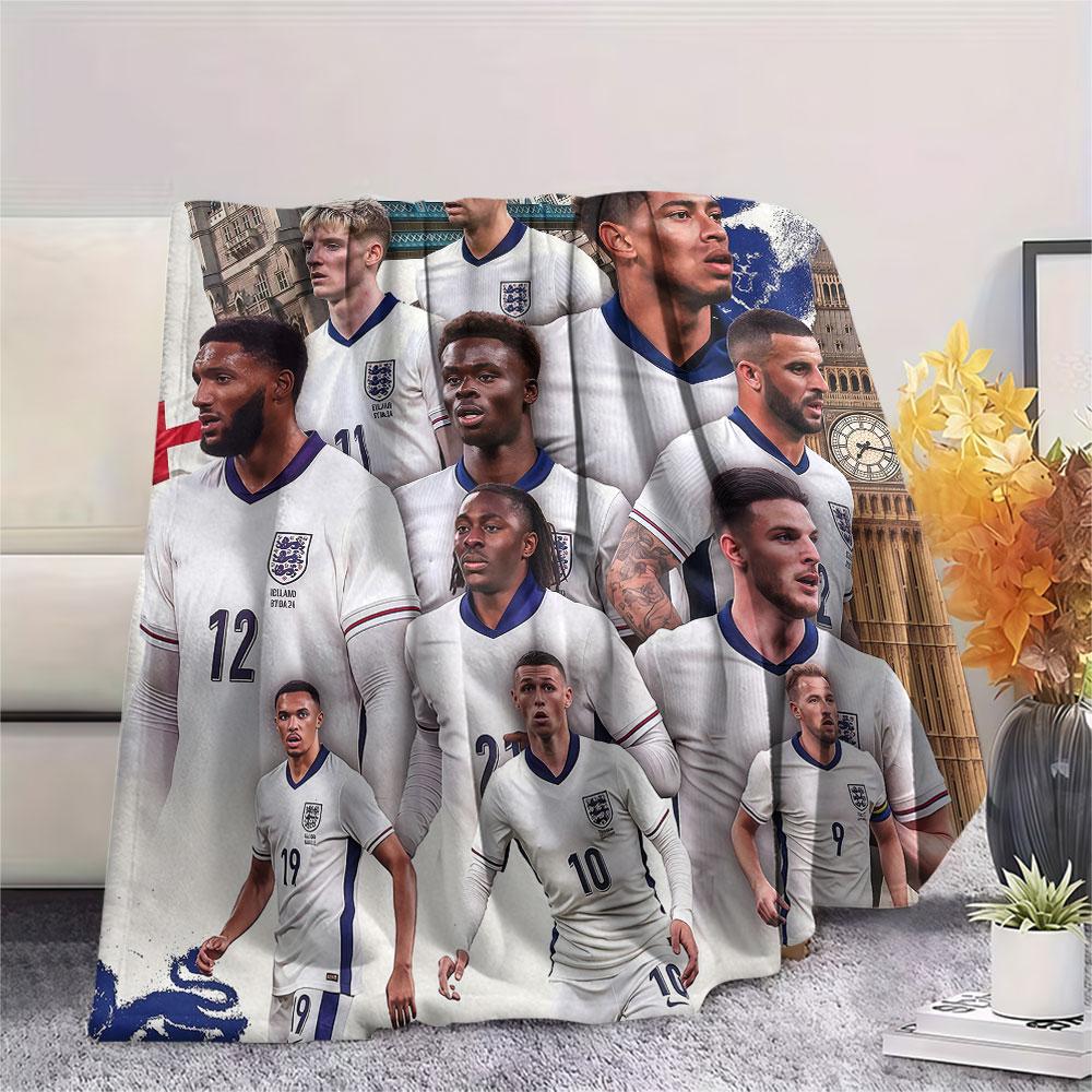 1PC England National Football Team Patterned Flannel Blanket Suitable For All Seasons for Home Decor Warmth and Comfort Gifts Holiday Present