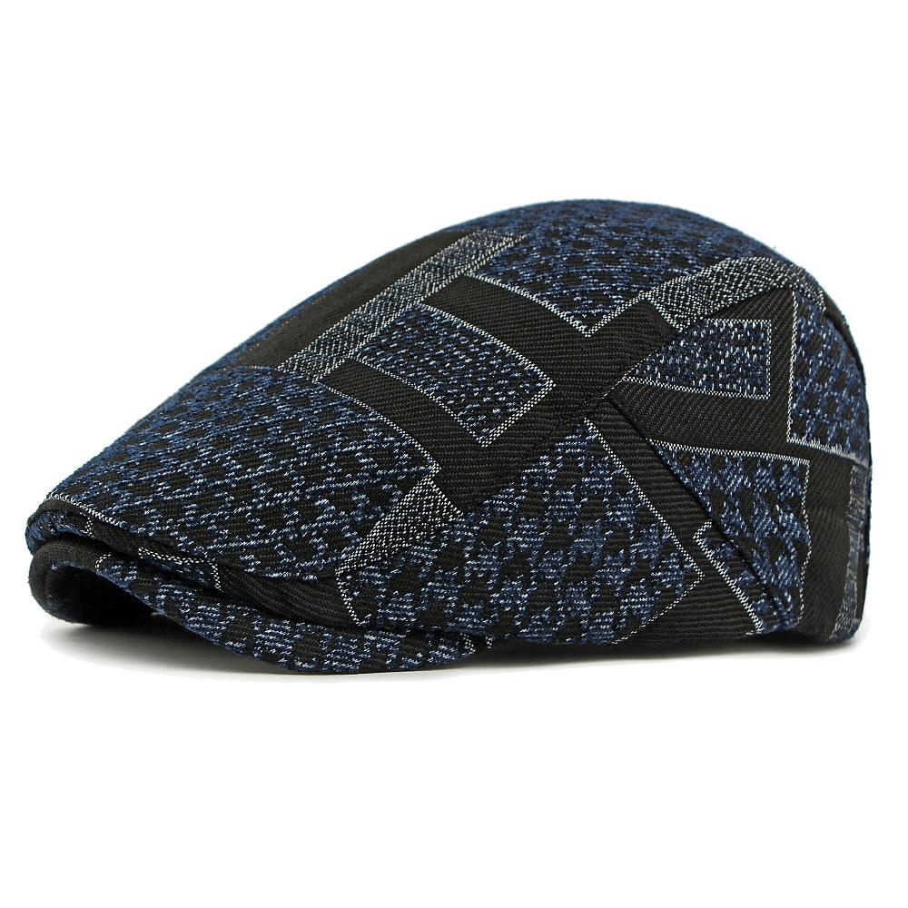Autumn Color Block Hat Men's Beret British Peaked Cap Vintage Forward Cap