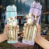 1PC Farm Goat Sheep Wooden Fence Scene Print 750ml Color Plastic Sports Water Bottle Leakproof Flip Straw Lid Suitable for Sports Office Home Use