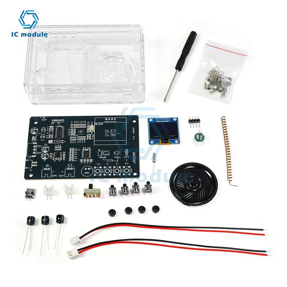 FM Radio DIY Kit with Walkie Talkie Function 0.96" OLED Screen Wireless Intercom FM Radio Welding Practice Loose Parts