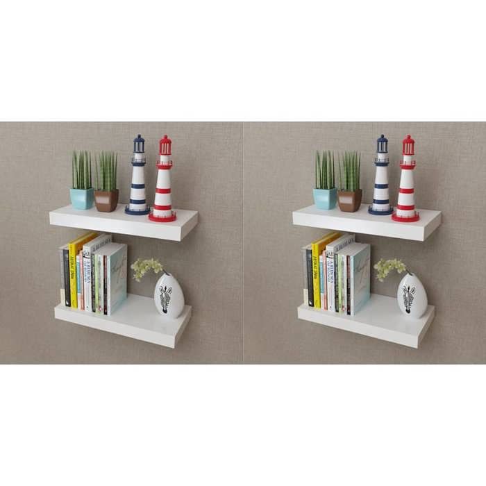 Scaffali a muro - Maison Exclusive - Bianco opaco - Set da 4 - Montaggio invisibile
