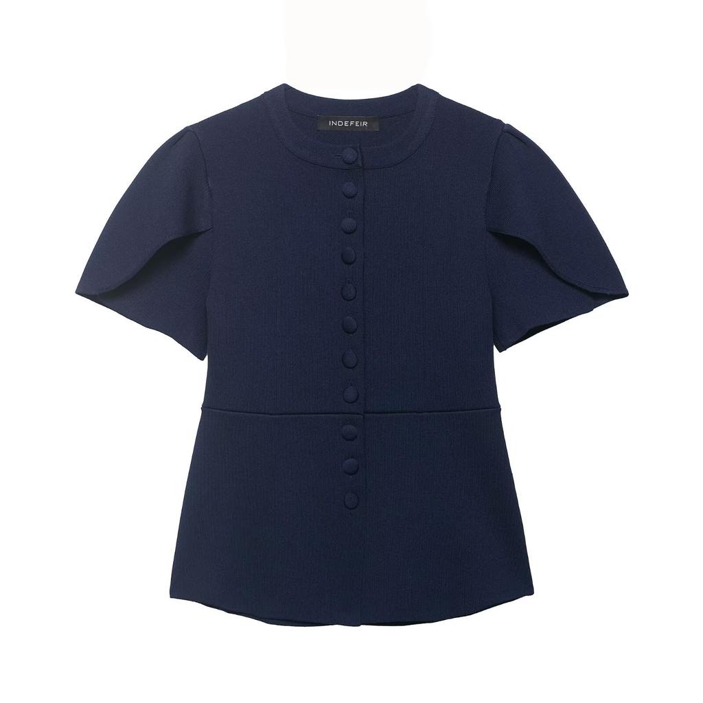 European and American style, new women's clothing, fashionable bubble sleeve split-ended knitted jacket 4192/080/401