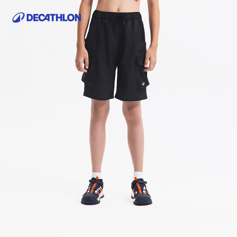 Детские быстросохнущие походные шорты для улицы Decathlon 125cm черный