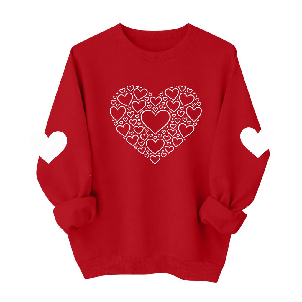 Valentijns Sweatshirts Voor Vrouwen Liefde Hart Grafisch Pullover Ronde Hals Lange Mouw Tops Valentijnsdag Sweatshirt