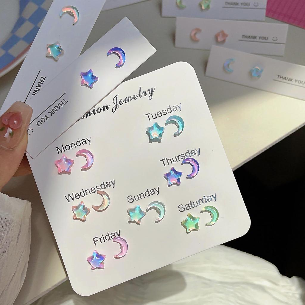 Mocha Star & Moon Silver Needle Earrings: Small, Sweet, and Sparkly