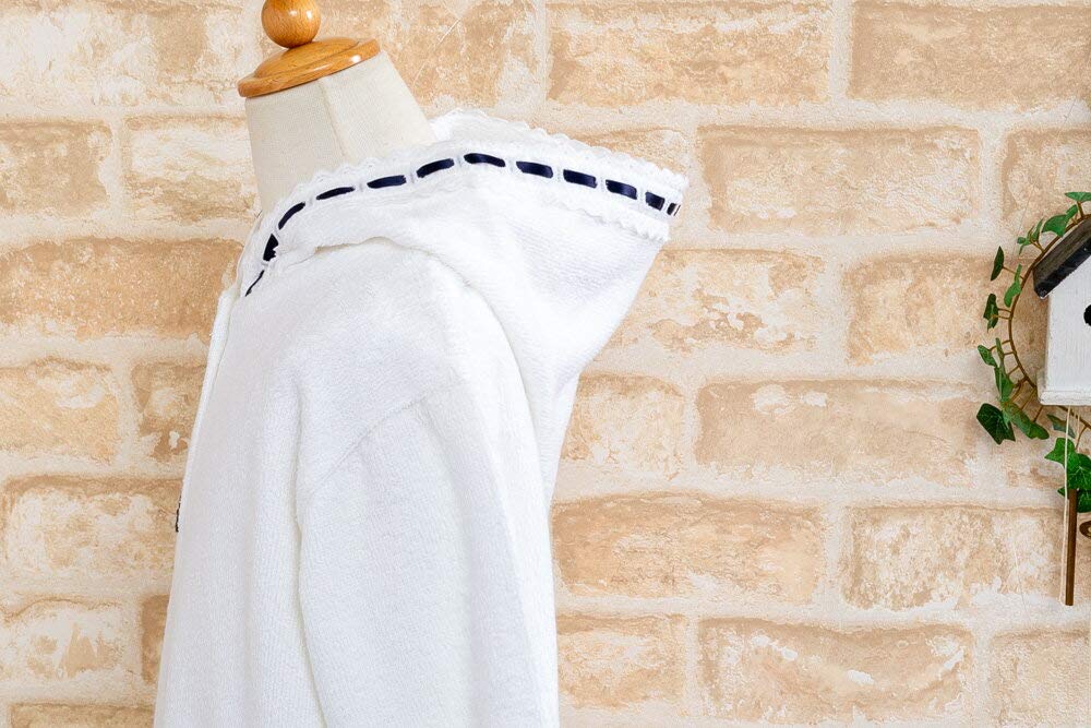 Eye Lovely a Hooded Bathrobe Made of Terry White with 11059 K's Kids' Bathrobe, Cloth, 120-130cm, Navy, (12-130,OWXNA)