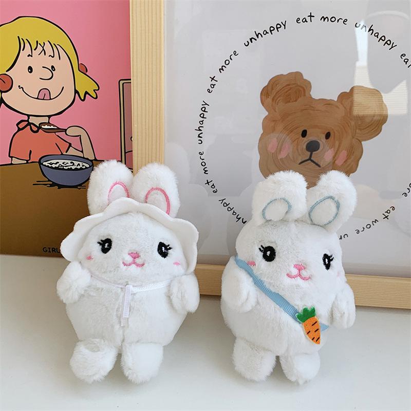 Cute White Rabbit Plush Doll Cartoon Doll Pendant Schoolbag Keychain Grab Machine Doll