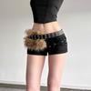 Faux Fur Furry Waistband Rivet Y2K Waistband Simple Plush Belt  Dress Decoration