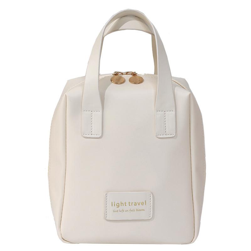 Bolsa de Maquillaje Portátil de Gran Capacidad para Niña con Asa Neceser para Mujer Estuche Organizador de Maquillaje Bolso de Mano Impermeable de Cuero PU