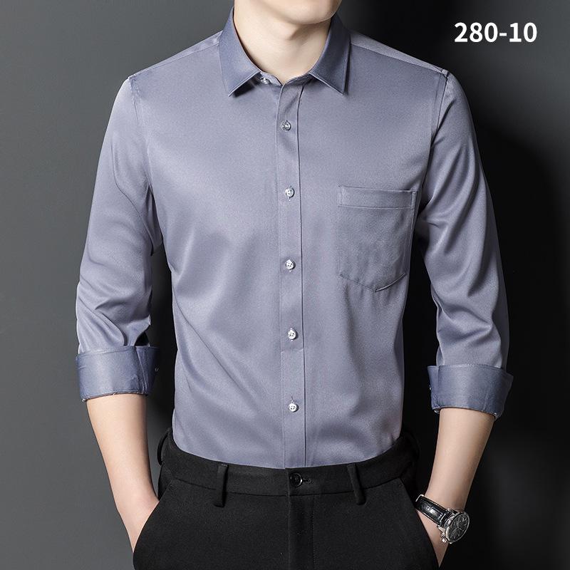 

Men s Wrinkle-Resistant Short-Sleeve Silk Satin Solid Color Shirt M/38