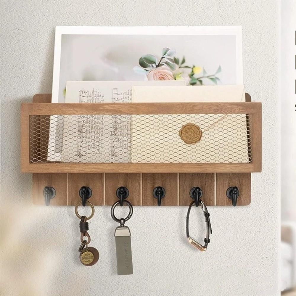 Vintage Key Rack Wall Mounted Storage Shelf Multifunctional Wall Rack  Home Organization