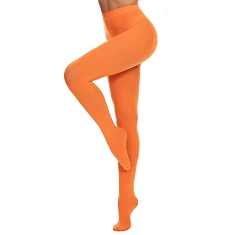 Run Resistant Solid Colored Semi Opaque Footed Tights High Waist Pantyhose Control Top Tights Halloween Cosplay Costume