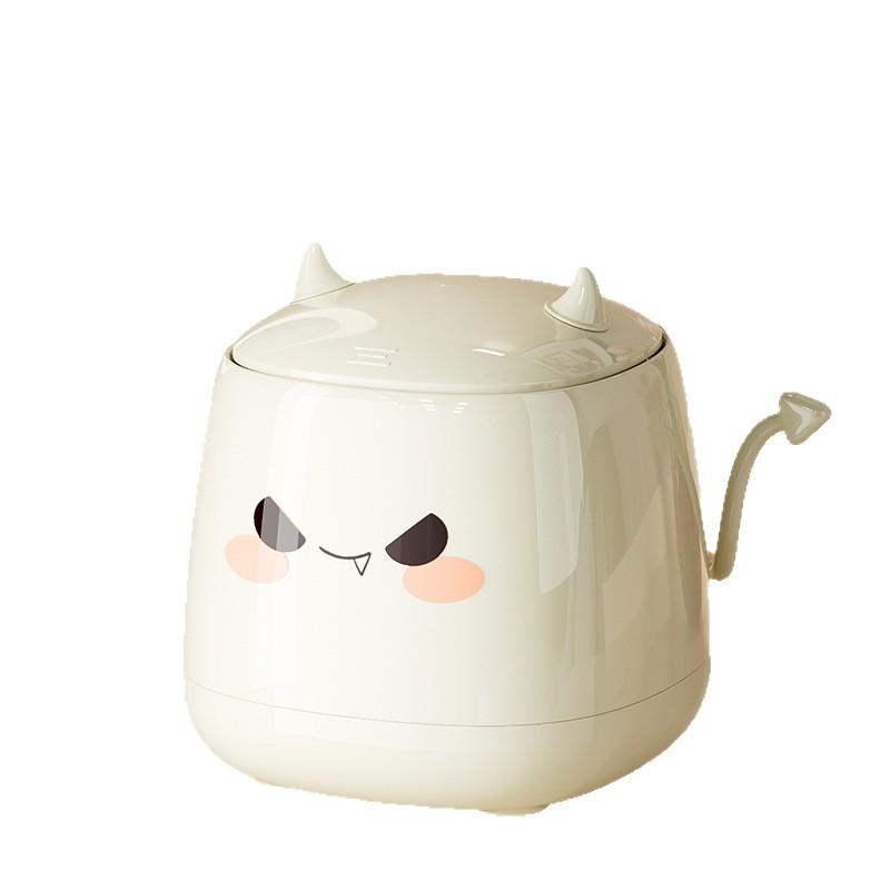 Little Devil Mini Desktop Trash Can with Lid - Cute Waste Basket for Office, Living Room, or Household.