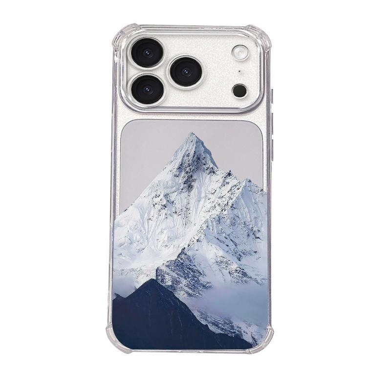 Foreign trade explosion Snow mountain scenery Apple 17pm mobile phone case iPhone15 anti-drop transparent protective case 16pm soft case