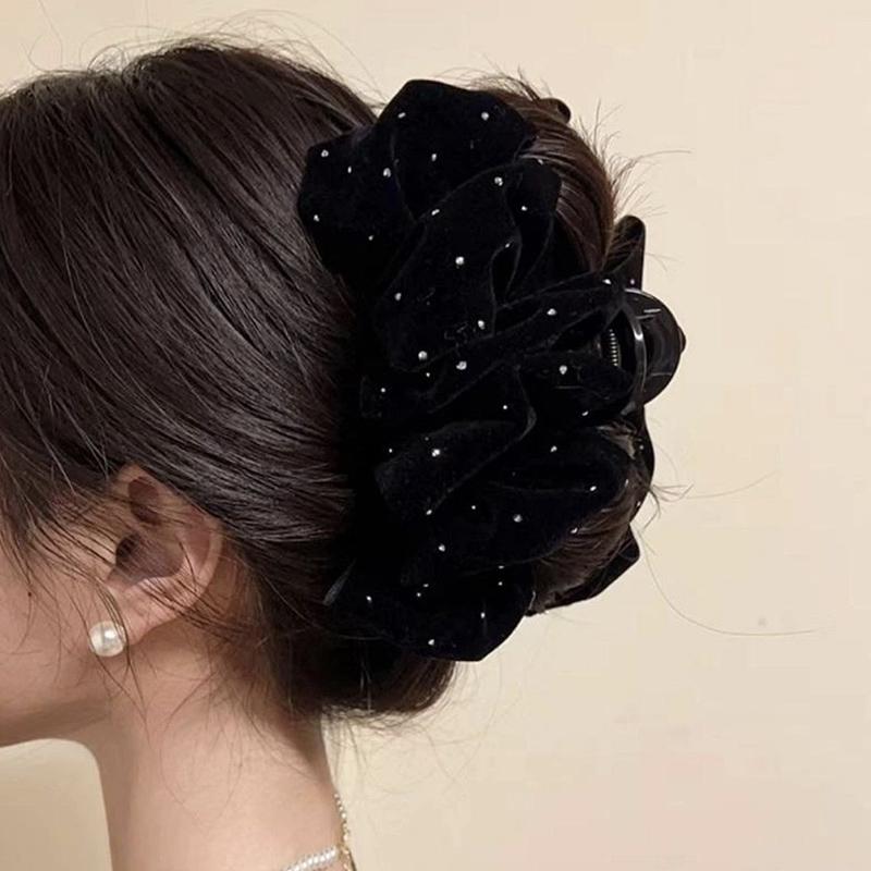 New Year Starry Velvet Cloud Bubble Hair Clip for Women Multi-Layer Bow Shark Clip Hair Accessory