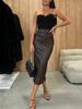 Popular PU Leather Maxi Skirts Women High Waist Sheath Long Dress Female Back Zipper Bodycon Skirt