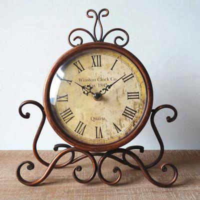 Luxury European Vintage Decor Clock Iron Silent Vintage Retro Table Home Bedroom Living Room Office Desktop Decorations