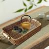 Handgeflochtener Rattan-Aufbewahrungskorb Quadratisches Weiden-Tablett Picknickkorb Brotkorb Lebensmittelteller Obstkuchen Allerlei-Box Heim Schreibtisch Dekoration