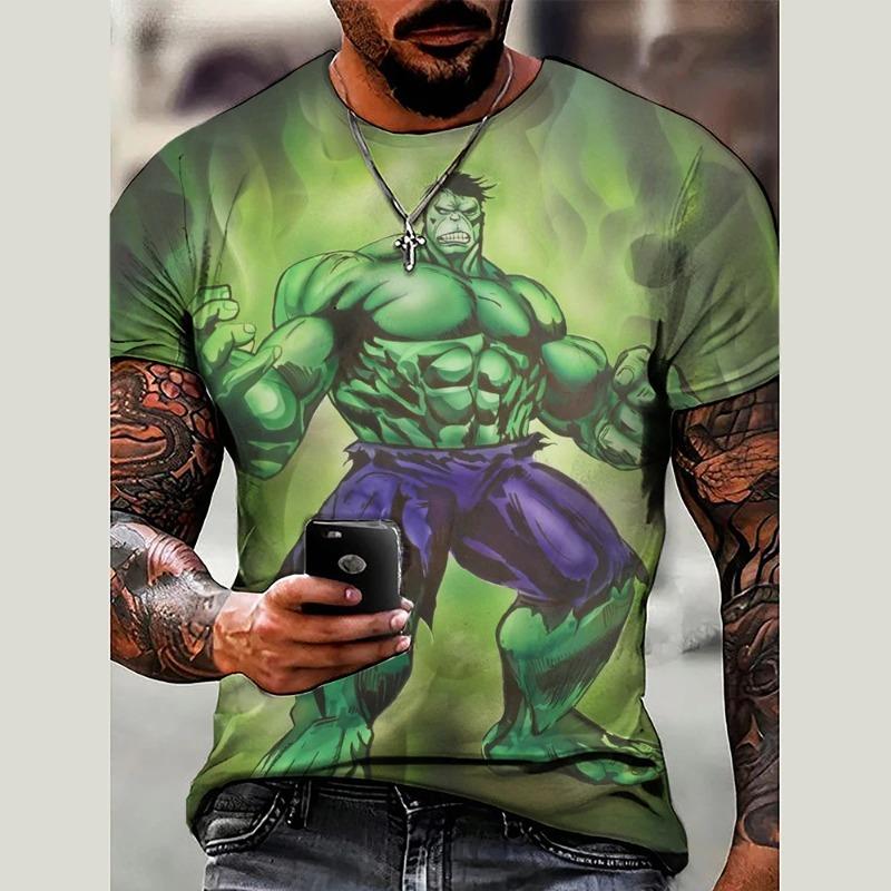 2026 Summer Disney New Men's Fashion Loose Avengers Printed Round Neck Short Sleeve T-shirt Casual Daily Top