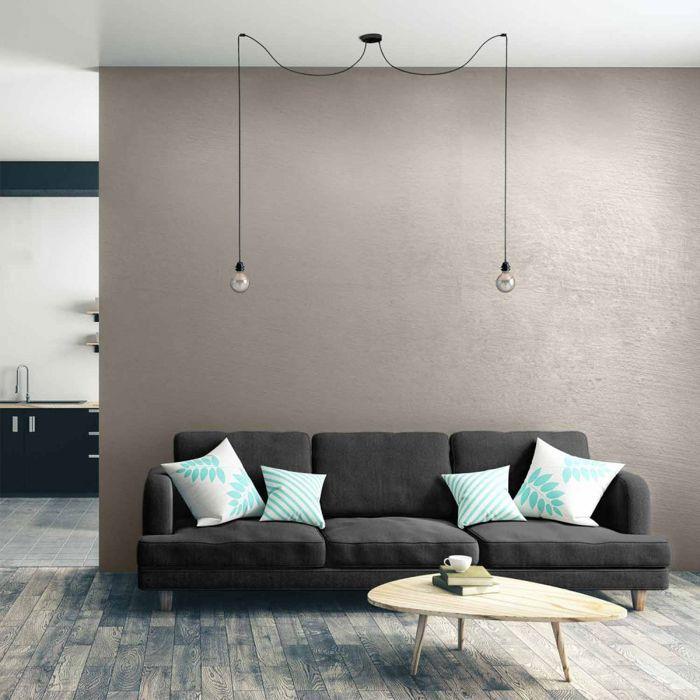 Suspension hang luminaire 2 cordes - chanvre douilles blanches