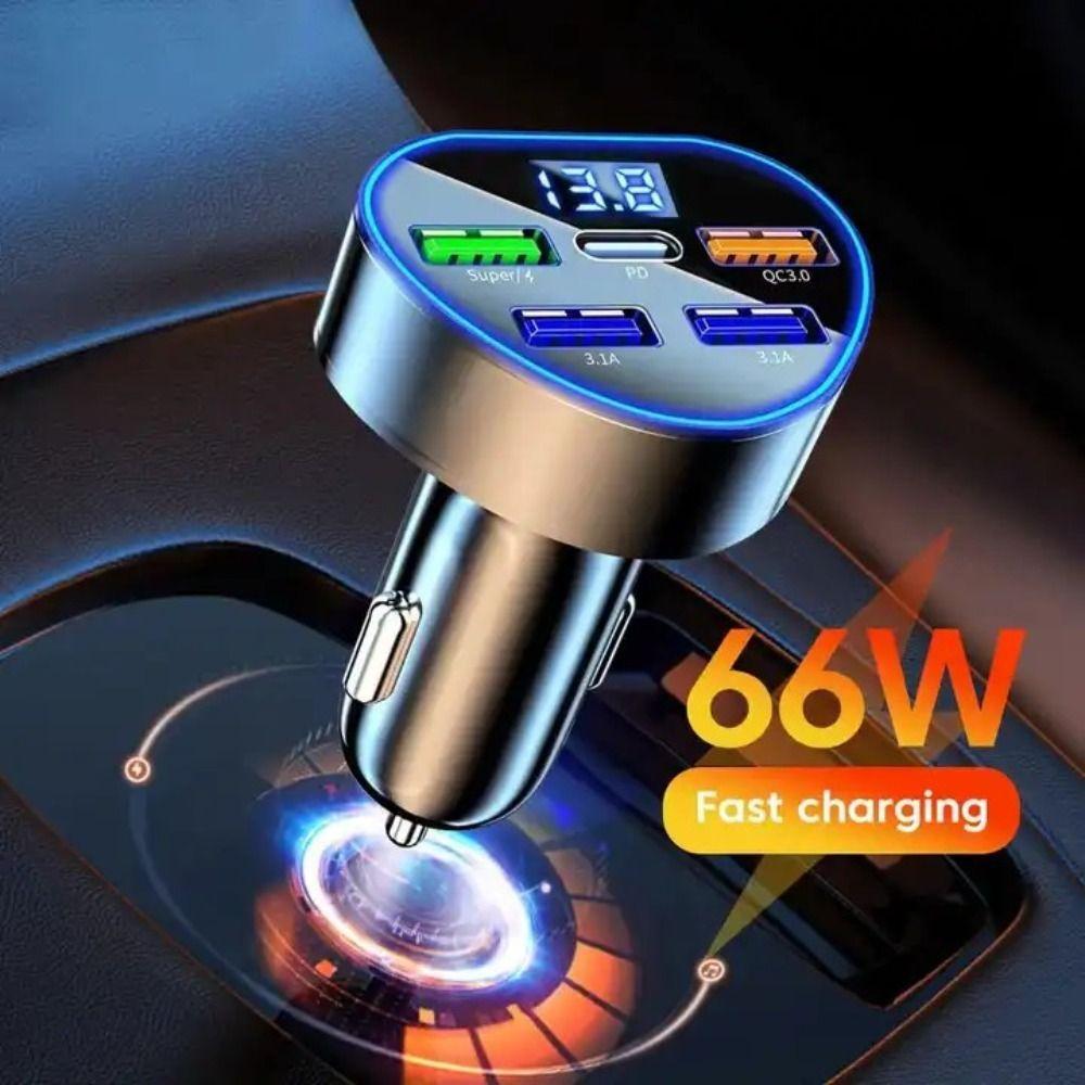 

5 Port Car Charger QC3.0 Car Phone Charger Mini Type C Adapter in Car For Mobile Phone Car Charger 66W