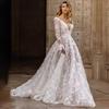 Summer New Wedding Dress Formal Lace Long Sleeve Evening Gown