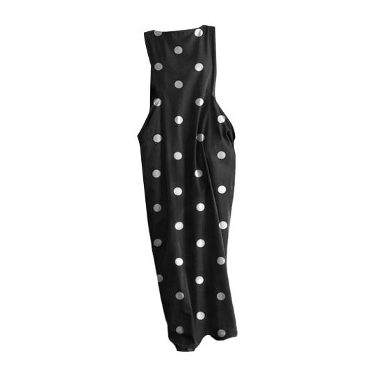 Abito estivo da donna con stampa a punti, colori abbinati, senza maniche, scollo a O, tasche grandi larghe, taglie forti, morbido abito lungo da spiaggia casual alla caviglia