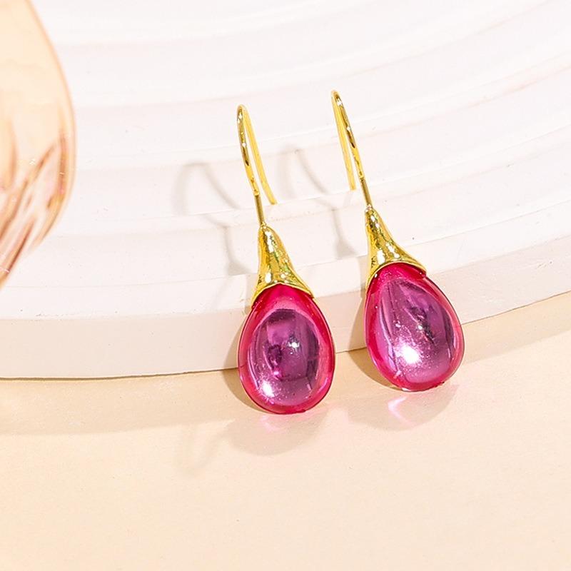 European and American Crystal Jewelry High-end Long Teardrop Earrings Fashionable Light Luxury Colorful Zircon Earrings