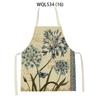 Women Men Retro Bird Flower Butterfly Printed Kitchen Aprons Household Cleaning Pinafore Baking Accessories Linen Cooking Apron