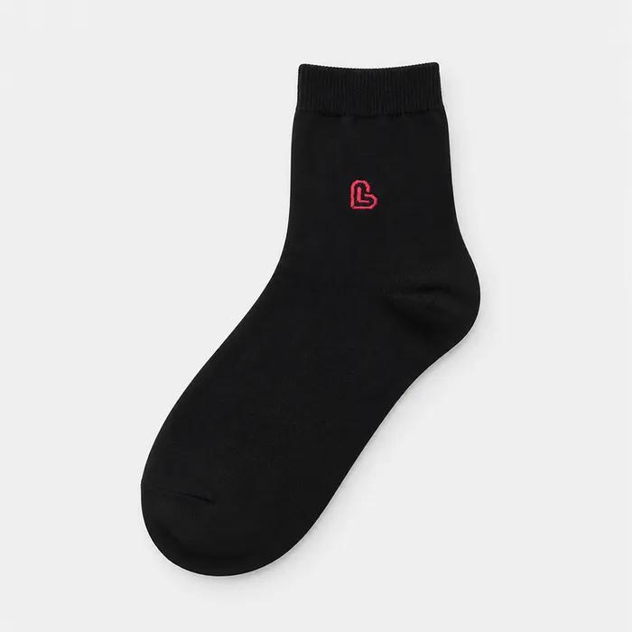 (3ER-PACK) Kleine Herz Mittellange Socken [Schwarz]