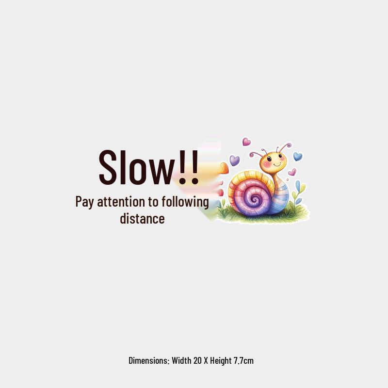Cartoon Snail Reflective Rear Windshield Sticker - Slow Down & Keep Safe Distance