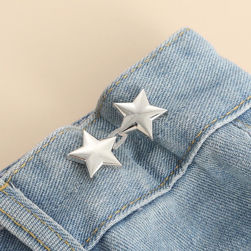 Jeans Fastening Buckle Alloy Vintage Star Tighten Button for Loose Pants Jeans Waist Tightener