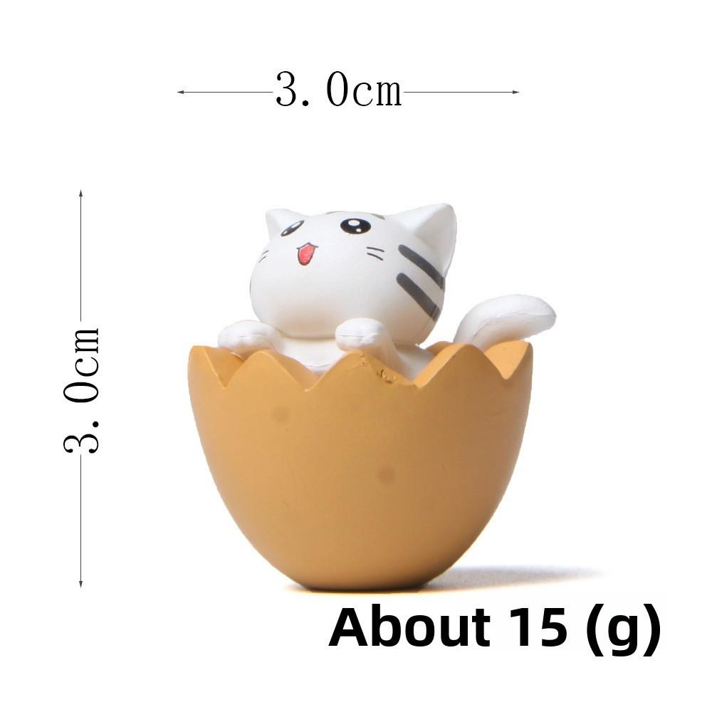 Eggshell Cute Cartoon Cat Mini Model Ornament For Landscape Prop Decoration