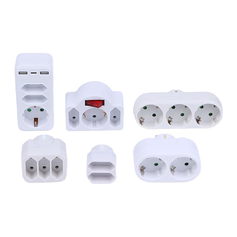 1 To 3 Plug Eu Socket Adapter With Switch 16A Plug Adapter Travel Charging German Standard Power Converter For Portugal Turkey