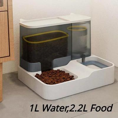 Distributore Automatico di Cibo per Animali Domestici Gatto Animale Domestico 1L Erogatore di Acqua Grande Capacità Erogatore di Acqua Separazione Secco/Umido Contenitore per Cibo Gatti Cani