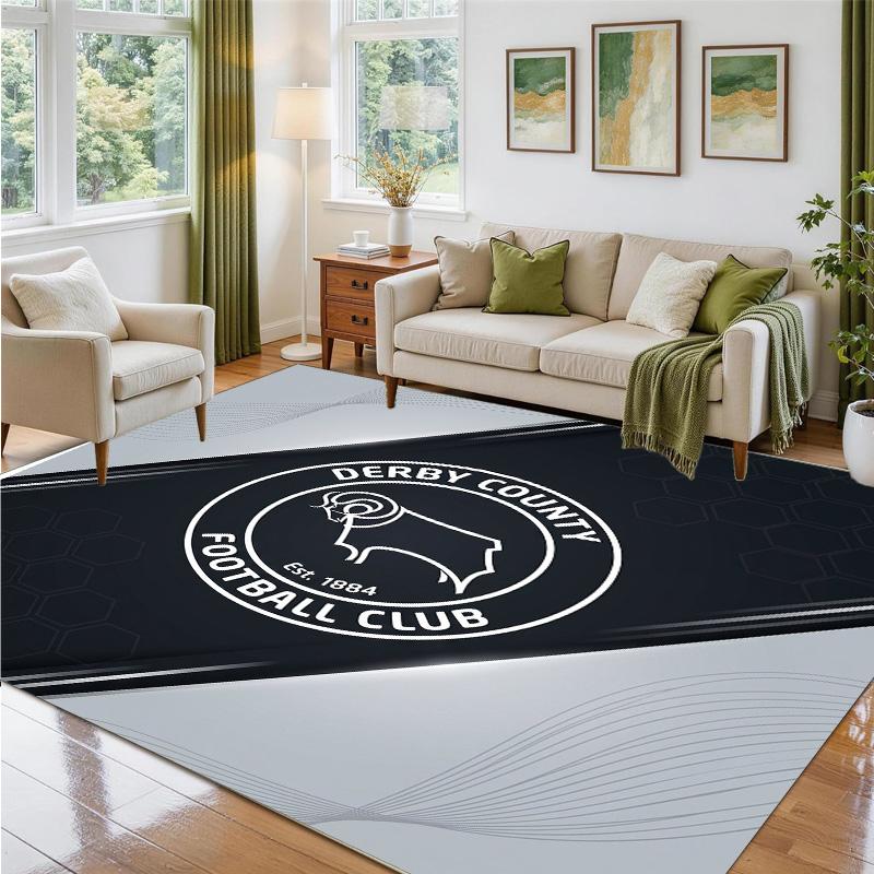 Derby County Design Crystal Velvet Rug Soft Decorative Mat for Bedroom Entrance