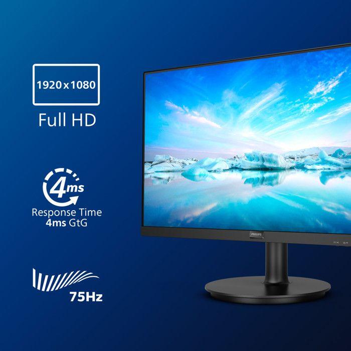 Écran LED Philips V-line 271V8LA - 27' - 1920 X 1080 Full HD - VA - 4 Ms - HDMI, VGA - Noir Texturé
